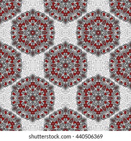 Seamless background with abstract ethnic pattern. Vector illustration.