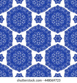 Seamless background with abstract ethnic pattern. Vector illustration.