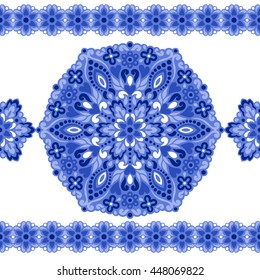 Seamless background with abstract ethnic pattern. Vector illustration.