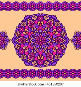 Seamless background with abstract ethnic pattern. Vector illustration.