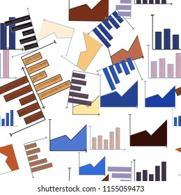 Seamless background abstract financial graph, hand drawn for design, graphic resource. Vector artwork.