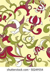 Seamless background with abstract floral elements. Easy to edit vector image. Ready to use as swatch.