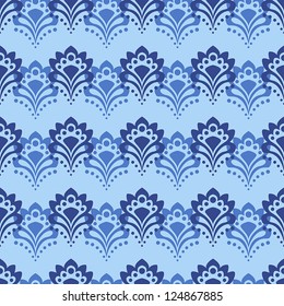 Seamless background - Abstract flowers in blue tones