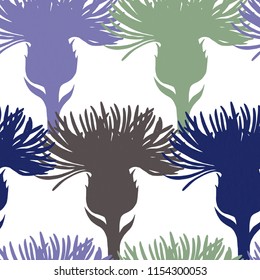 Seamless background of abstract flowers. Horizontal pattern of multi-colored flowers.