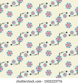 Seamless background with abstract flowers and patterns. It can be used for decoration of textile, paper and other surfaces.