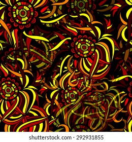 Seamless background with abstract flowers, vector illustration.