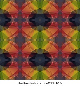 Seamless Background with abstract fractal pattern made of colorful geometric shapes