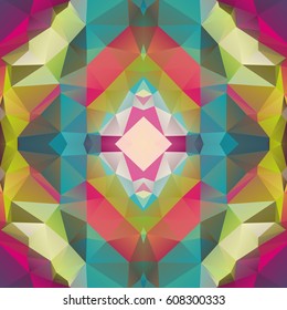 Seamless Background with abstract fractal pattern made of colorful geometric shapes