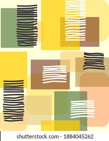 composición de arte moderno geométrico abstracto de fondo ininterrumpido. Elegante dibujo minimalista de garabatos. Formas coloridas aisladas sobre fondo blanco. Huella hipster, tapicería moderna. Ilustración de moda.