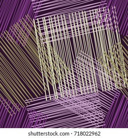 Seamless background with abstract geometric pattern. Grunge texture. Embroidery on fabric. Scribble texture. Textile rapport.