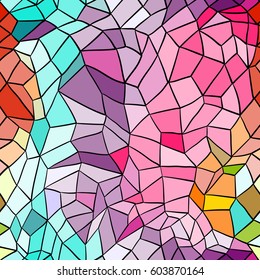 Seamless background with abstract geometric shape. Stained-glass window. Hand draw illustration