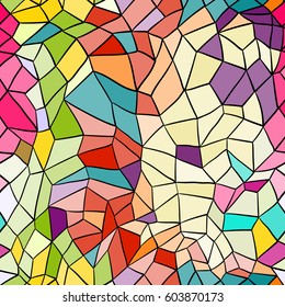 Seamless background with abstract geometric shape. Stained-glass window. Hand draw illustration