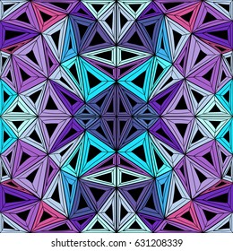 Seamless background with abstract geometric shape. Stained-glass window. Hand draw illustration