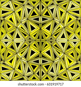 Seamless background with abstract geometric shape. Stained-glass window. Hand draw illustration