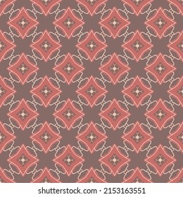 Seamless background. Abstract geometric vector. Light color elements on a brown background.