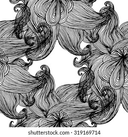 Seamless background with abstract hand drawn floral motifs. Vector illustration. 