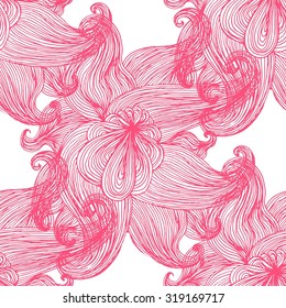 Seamless background with abstract hand drawn floral motifs. Vector illustration. 