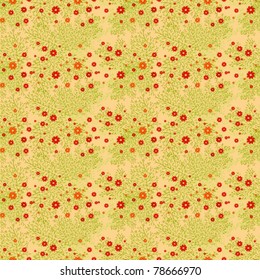 Seamless background abstract leaflets of red chamomiles