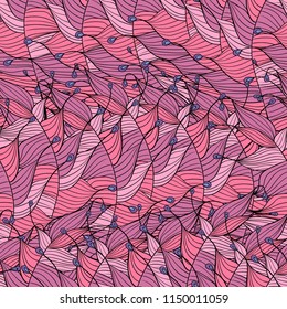 
Seamless background with abstract leaves, waves