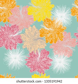 Seamless background with abstract lush flowers. Flower background for textile, cover, wallpaper, gift packaging, printing.Romantic design for calico, silk.