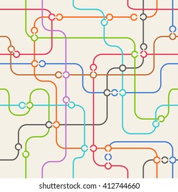 Seamless background of abstract metro scheme