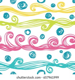 Seamless background with abstract ornament. Vector pattern with bright waves.