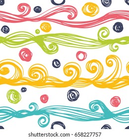 Seamless background with abstract ornament. Vector pattern with bright waves.