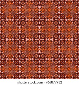 A seamless background. Abstract ornament. Wallpaper in the geometrical style. Graphic vector pattern. Brown, orange and red texture.