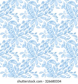 Seamless background. Abstract ornamental pattern with herbal and floral motifs. Vector illustration.