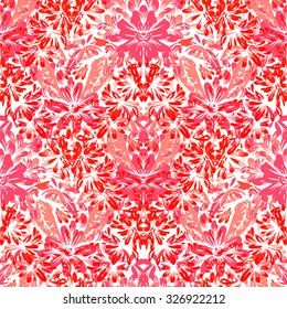 Seamless background. Abstract ornamental pattern with herbal and floral motifs. Vector illustration.