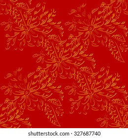 Seamless background. Abstract ornamental pattern with floral motifs. Vector illustration.