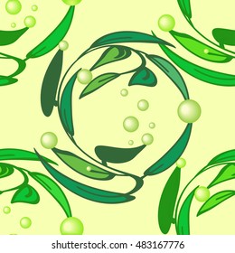 Seamless background. Abstract pattern with green leaves. Vector illustration.