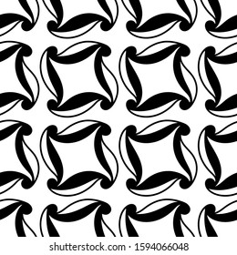 Seamless background with abstract rhombuses for fabric and other surfaces . Artistic drawing. Black and white hand drawn elements. Doodle style.