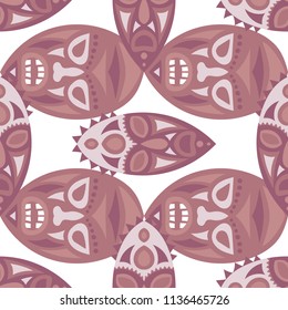 Seamless Background. Abstract Seamless Background with Ritual Masks for Print or Card. Ethnic Seamless Background with Color Trible Ritual Masks for your Design. Vector Texture.