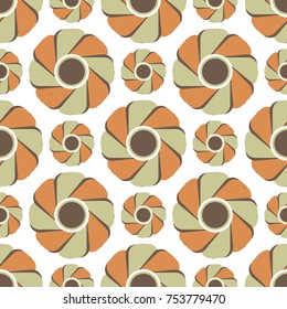 Seamless background from an abstract round brown elements on a white background