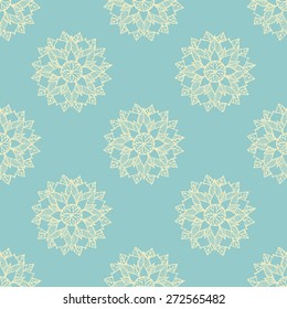 Seamless background with abstract silhouettes of flowers. Vector retro pattern with hand drawn lace patterns