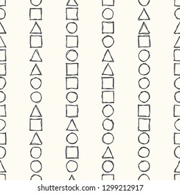 Seamless background with abstract sketchy shapes. Geometric pattern in monochrome colors. EPS10