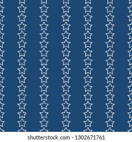 Seamless background with abstract sketchy stars. Geometric pattern in indigo colors. EPS10