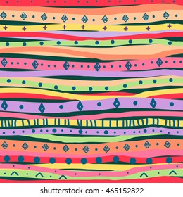 seamless background. abstract stripes and spots. primitive pattern