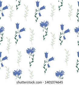 Seamless background with abstract summer flowers. Hand draw textures with flowers and leaves in trendy modern style, vector illustration-vector graphics