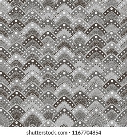 Seamless background with abstract triangle , leaves patterns. Hand draw illustration