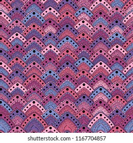 Seamless background with abstract triangle , leaves patterns. Hand draw illustration