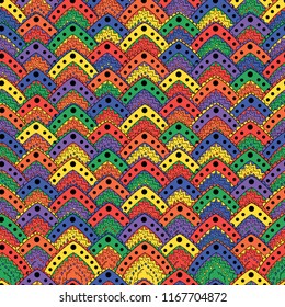 Seamless background with abstract triangle , leaves patterns. Hand draw illustration