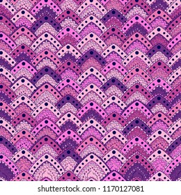 Seamless background with abstract triangle , leaves patterns. Hand draw illustration