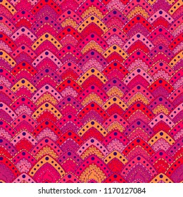 Seamless background with abstract triangle , leaves patterns. Hand draw illustration