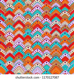 Seamless background with abstract triangle , leaves patterns. Hand draw illustration