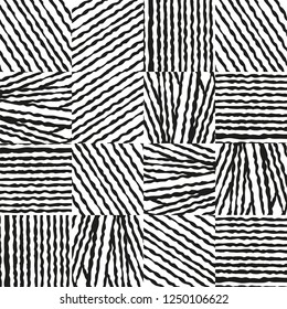 Fondo perfecto de líneas abstractas y desiguales en blanco y negro. Las líneas se organizan al azar en diferentes direcciones.