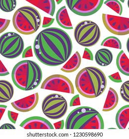 Seamless background of abstract watermelons. Vector.