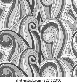 Seamless background with abstract waves. Freehand illustration