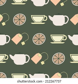 seamless background with accessories for tea